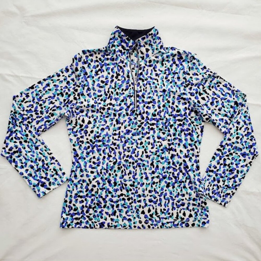EUC Tail White Label Long Sleeve Stretch Golf Top 1/4 Zip V-Mock Collar Size S